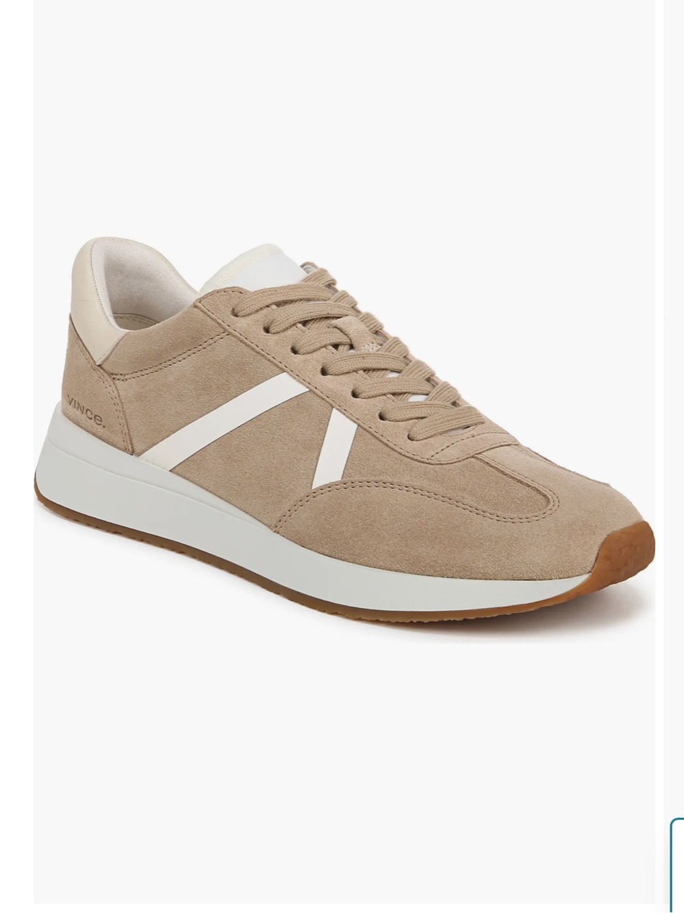Vince Ohara Women's Suede Sneaker in Taupe with White Accents
